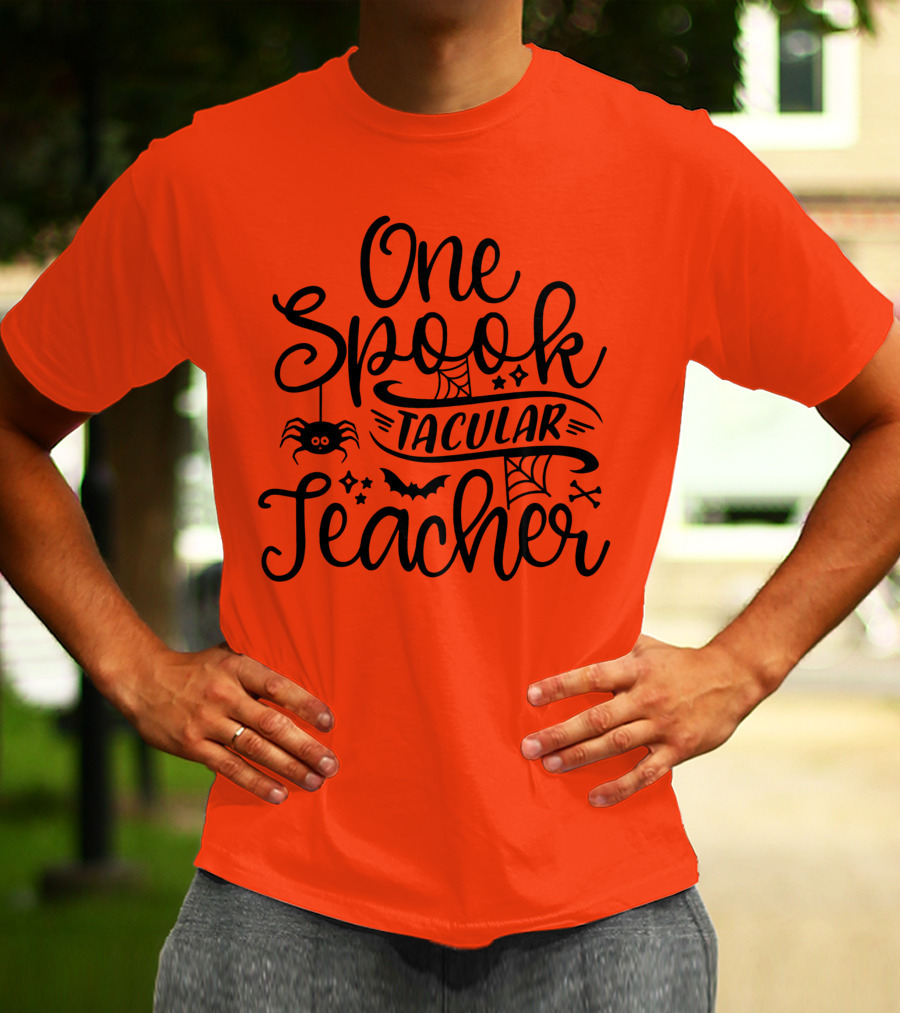 One Spooktacular Teacher Halloween Spider And Bat T-Shirt