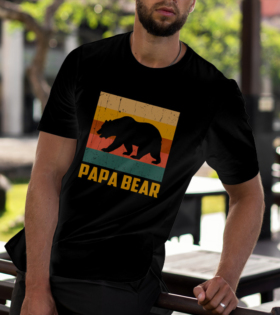 Papa Bear Dad Vintage Retro Bear T-Shirt