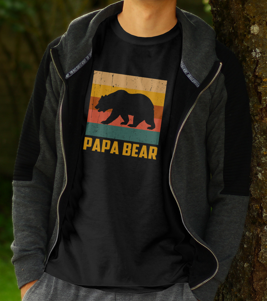 Papa Bear Dad Vintage Retro Bear T-Shirt