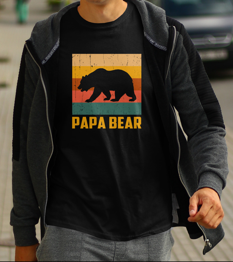 Papa Bear Dad Vintage Retro Bear T-Shirt