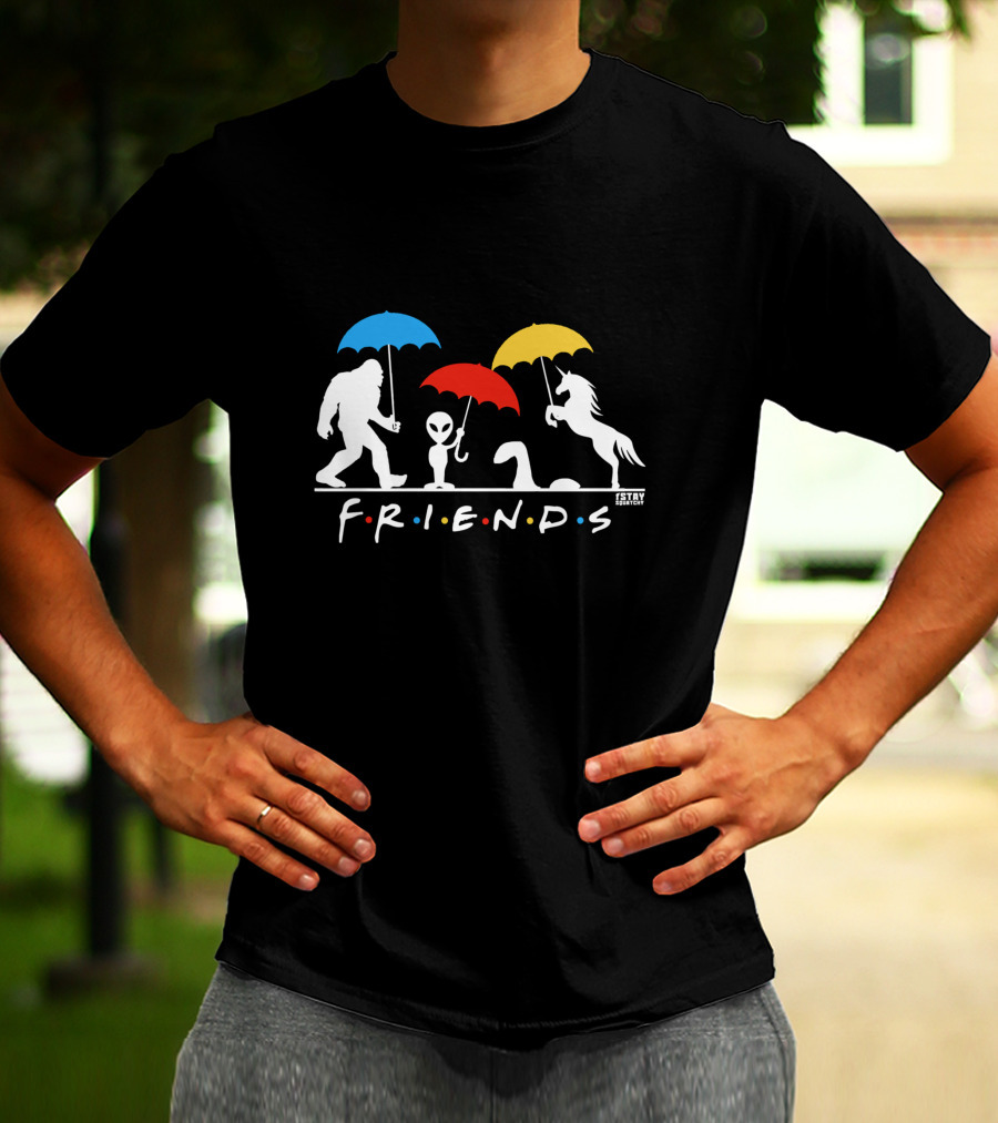 Friends Parody Bigfoot Alien Nessie Unicorn Stay Squatchy T-Shirt