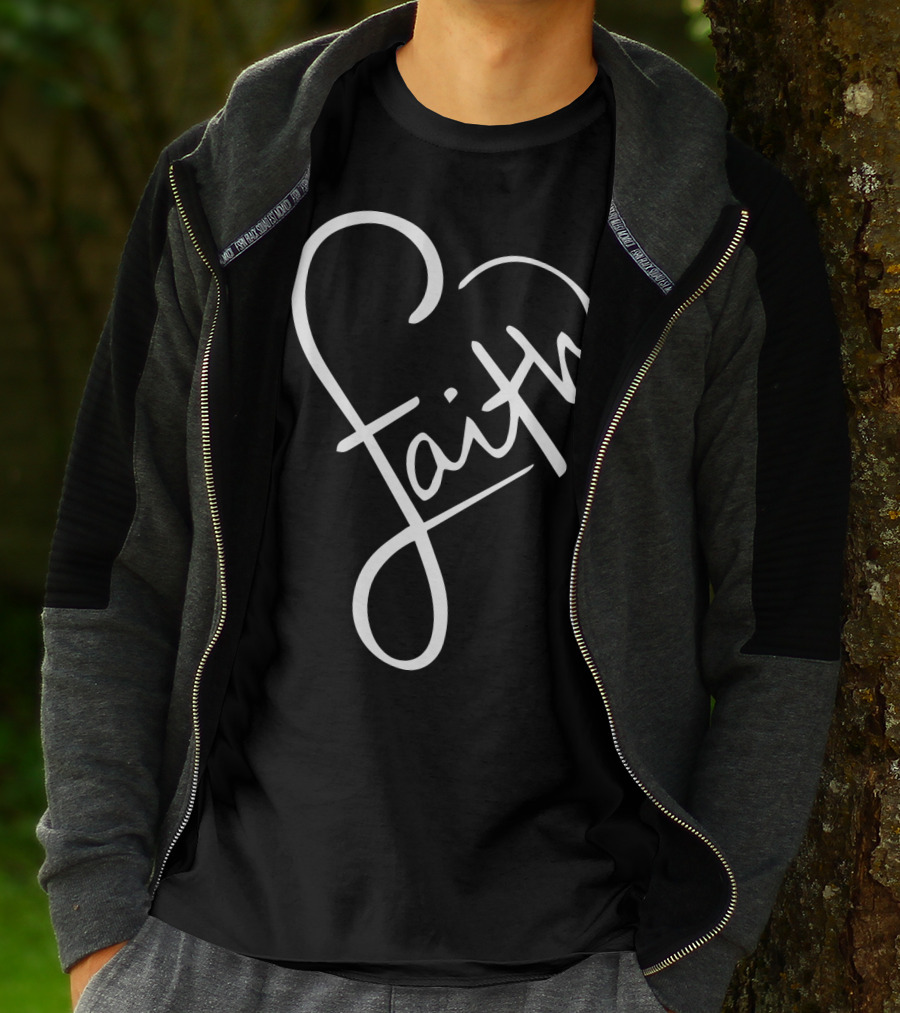 Faith Heart Script God Love Summer Casual T-Shirt