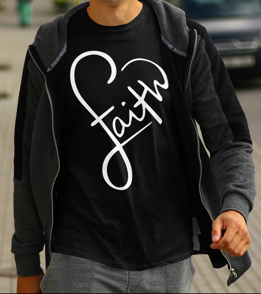 Faith Heart Script God Love Summer Casual T-Shirt