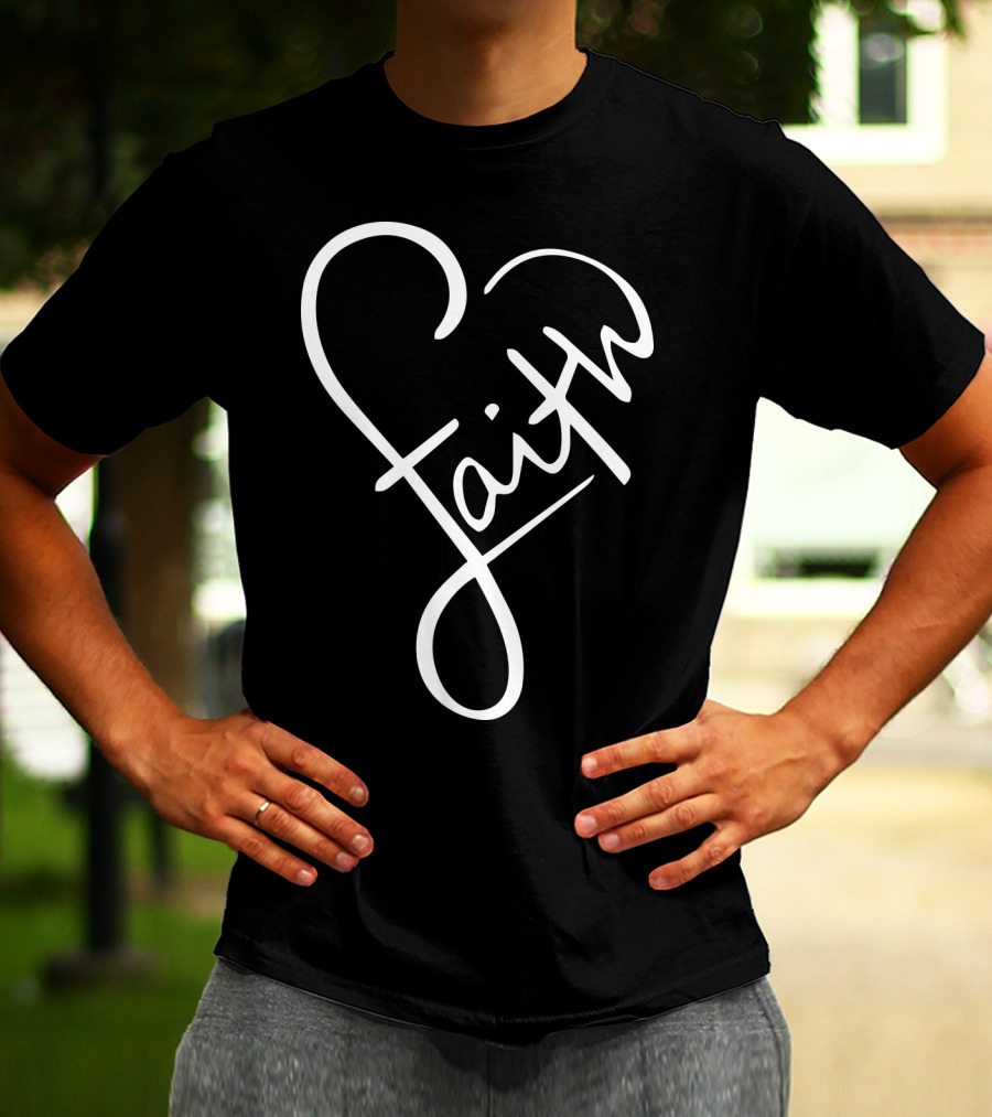 Faith Heart Script God Love Summer Casual T-Shirt