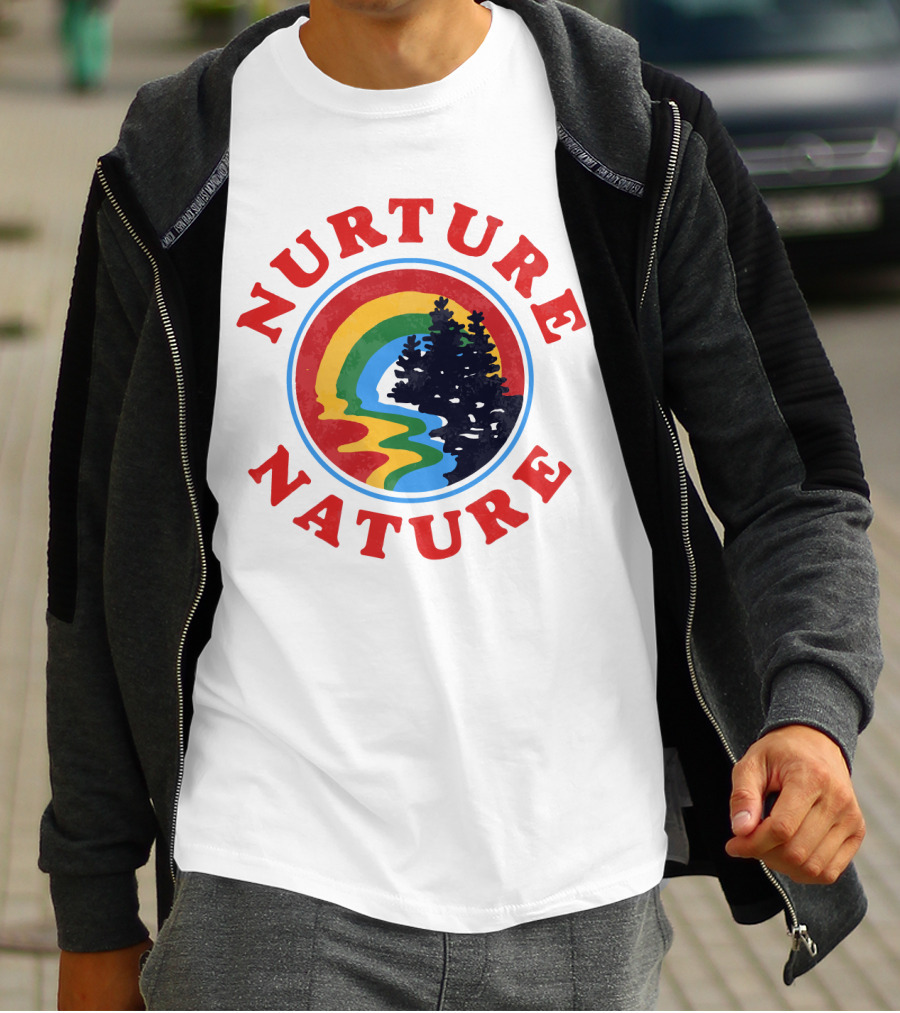 Nurture Nature Rainbow Landscape With Trees T-Shirt
