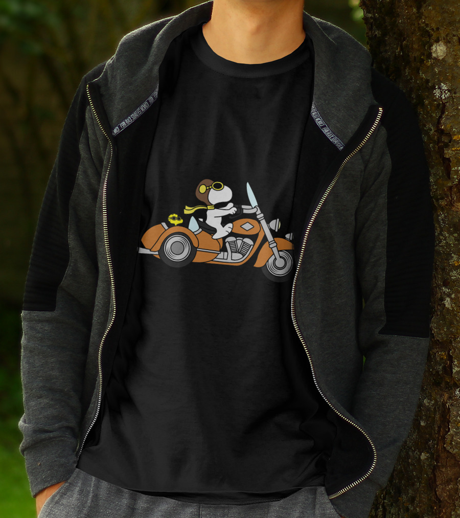Snoopy Biker Woodstock Motorcycle Adventure T-Shirt