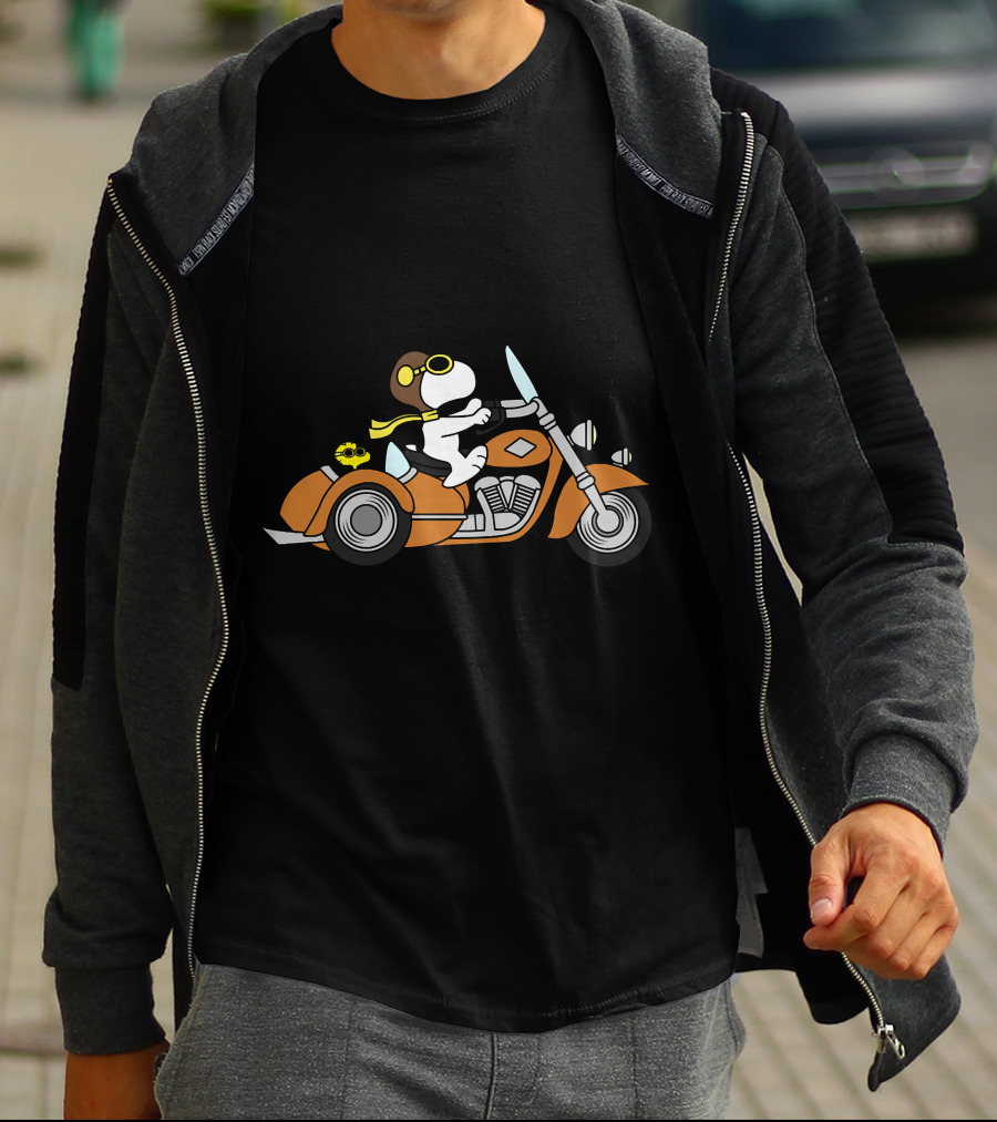 Snoopy Biker Woodstock Motorcycle Adventure T-Shirt
