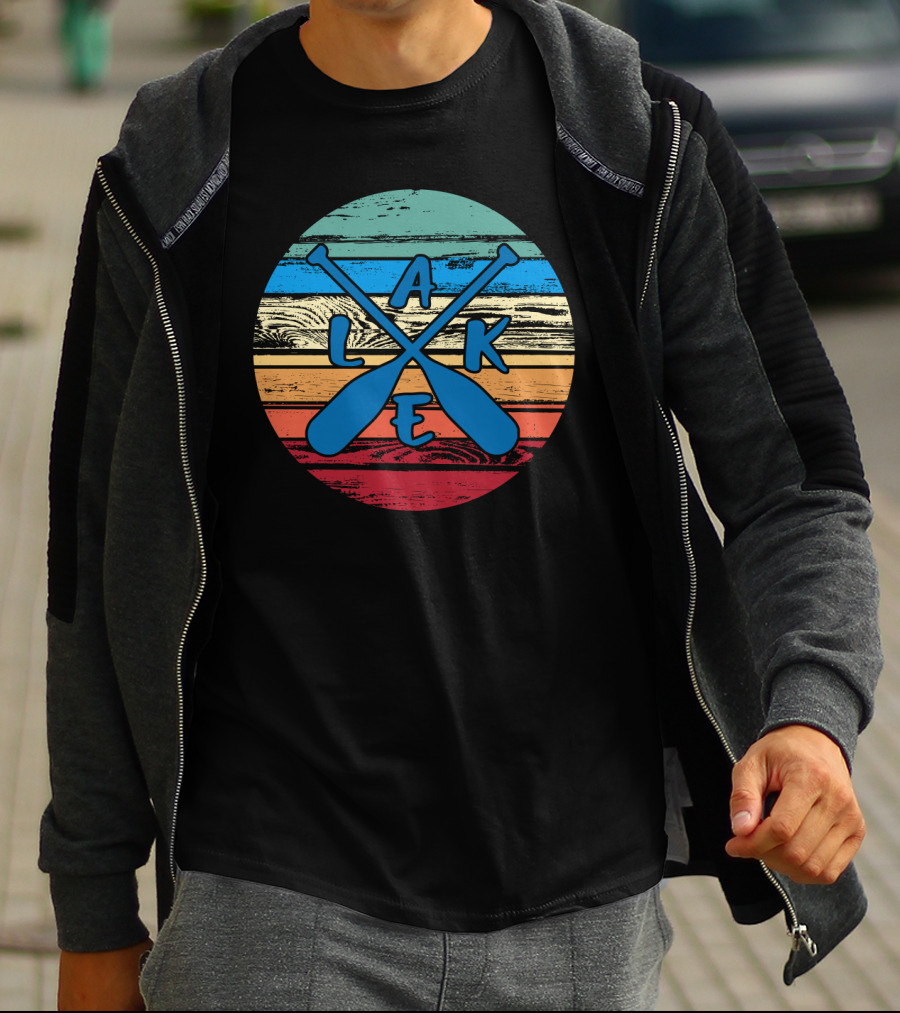 Lake Paddle Cross Rustic Vintage Summer Vacation T-Shirt