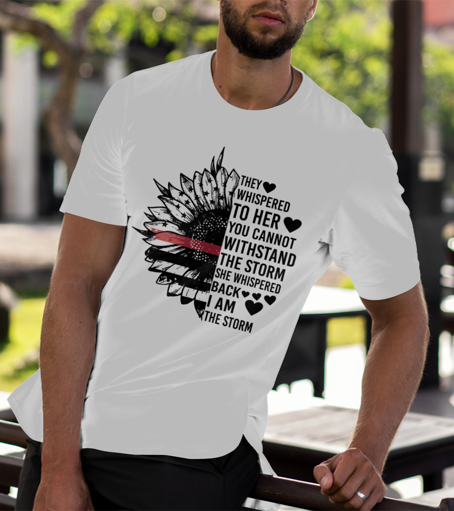 I Am The Storm Sunflower American Flag Veteran T-Shirt
