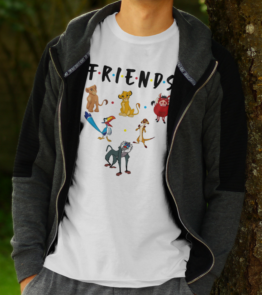 Friends The Lion King Simba Pumbaa Timon Rafiki Zazu Cartoon Characters T-Shirt