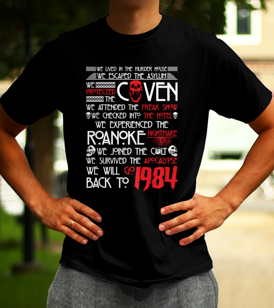 American Horror Story Journey: Murder House, Asylum, Coven, Freak Show, Hotel, Roanoke, Cult, Apocalypse, 1984 T-Shirt