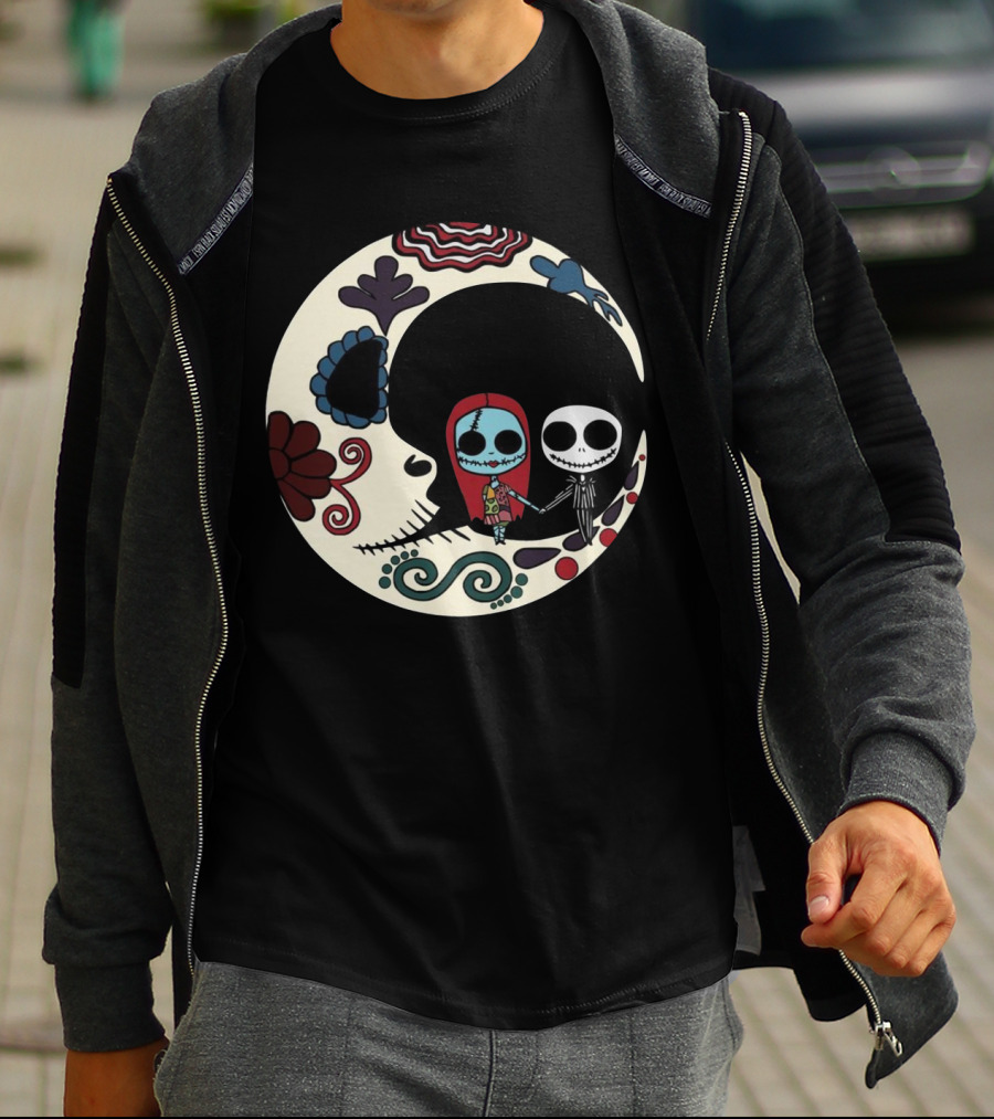 Calavera Moon Jack Skellington Sally Día De Los Muertos T-Shirt