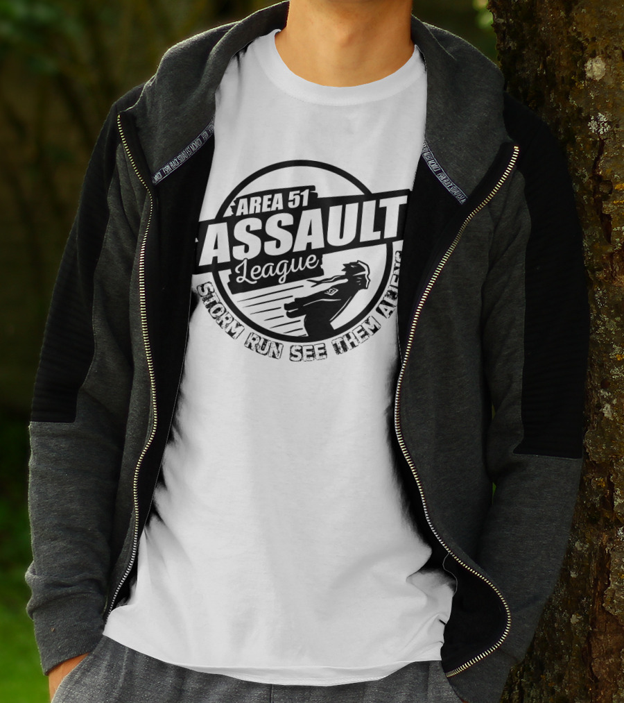 Area 51 Assault League Storm Run See Them Aliens Funny Running Challenge T-Shirt