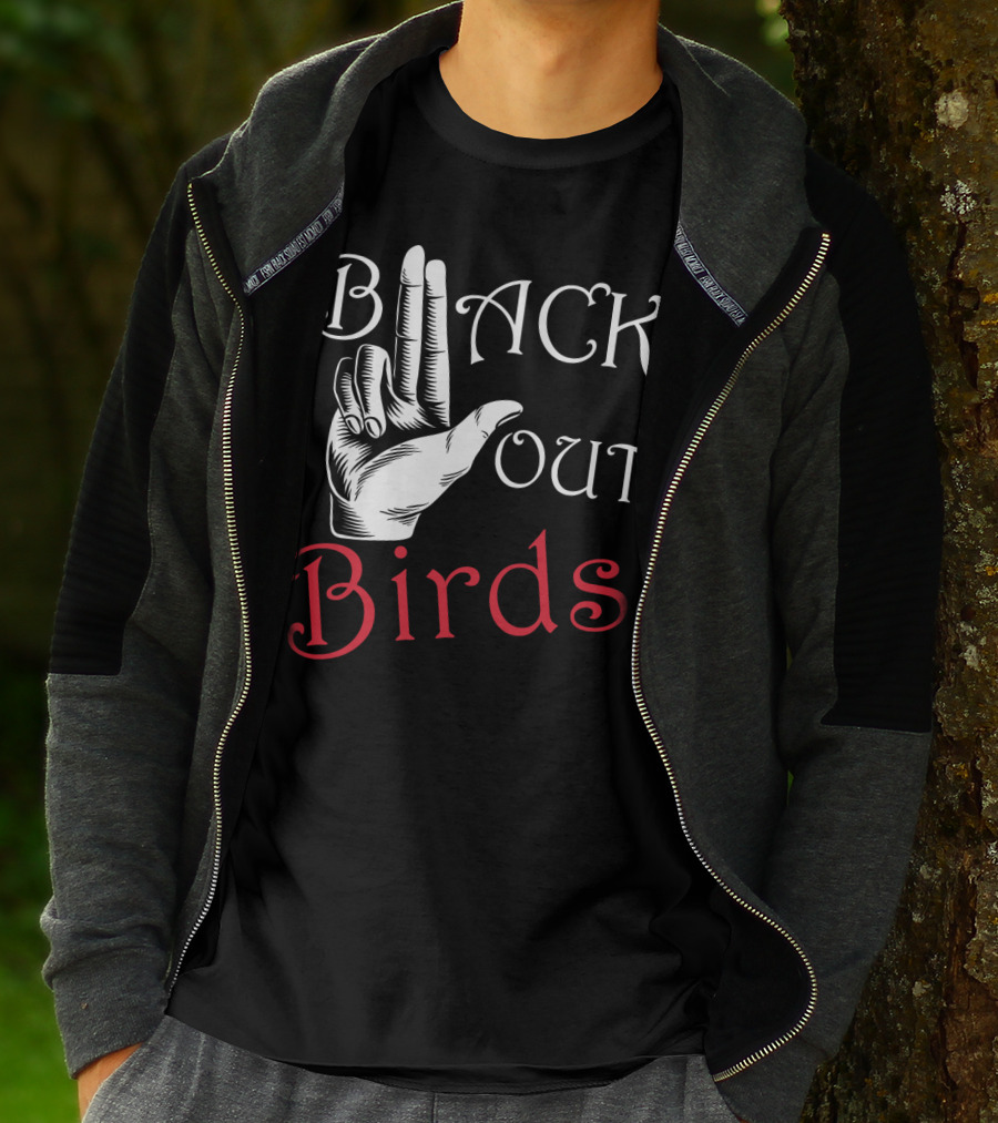 Back Out Birds Funny Pitbull Dog Lovers Sarcasm Hand Gesture T-Shirt