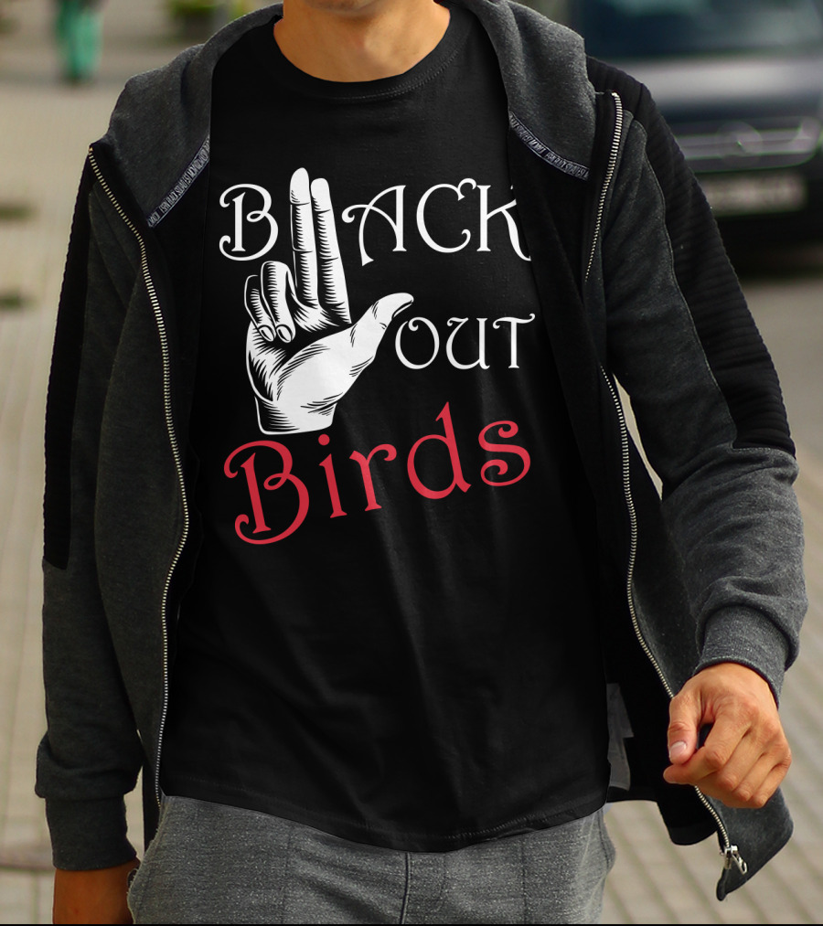 Back Out Birds Funny Pitbull Dog Lovers Sarcasm Hand Gesture T-Shirt
