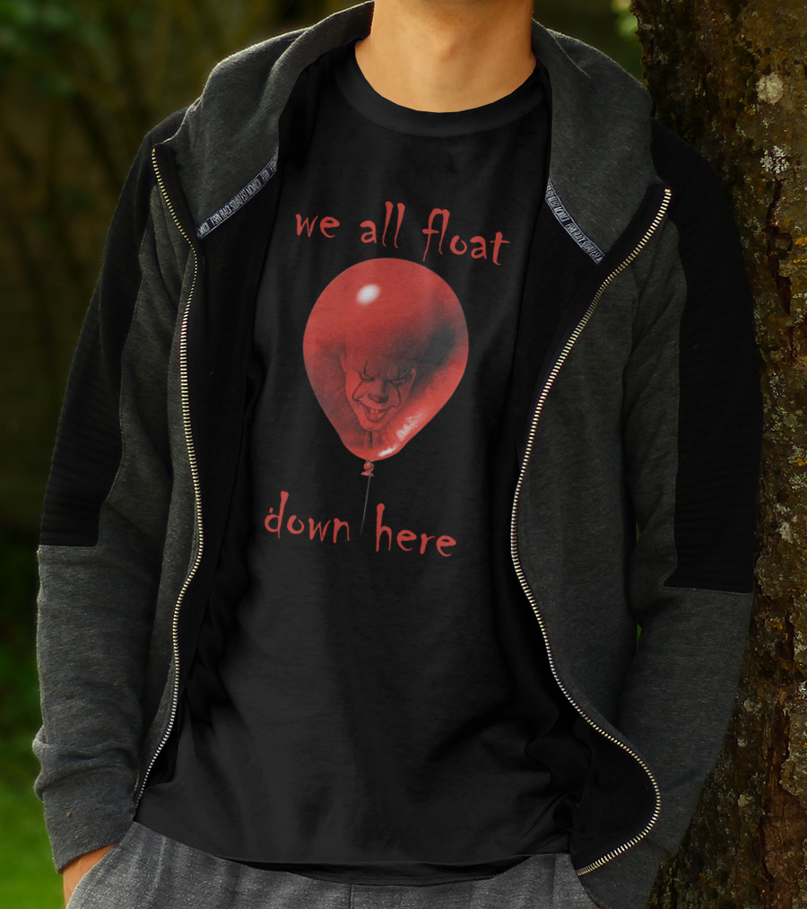 We All Float Down Here IT Clown Face Balloon Horror T-Shirt