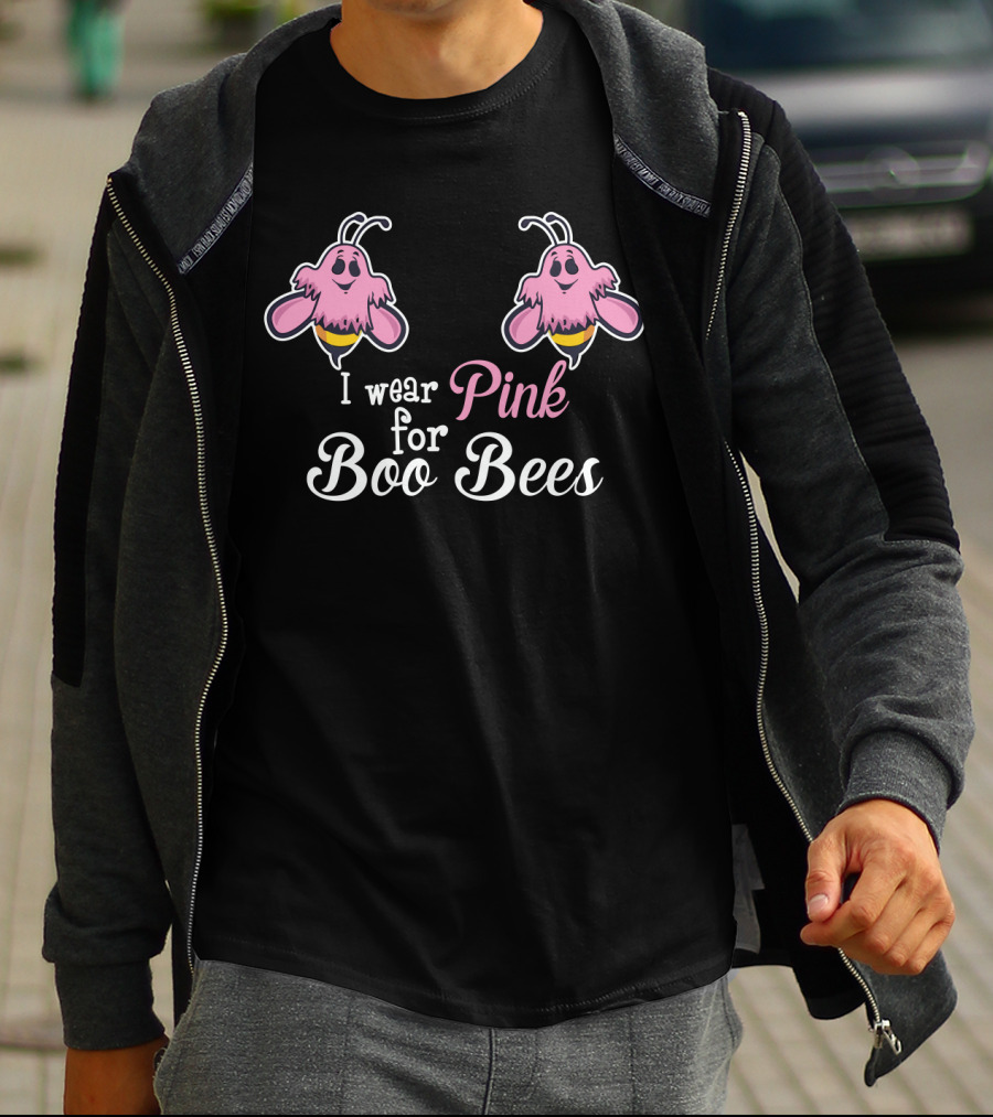 I Wear Pink For Boo Bees Funny Halloween Breast Cancer Awareness T-Shirt