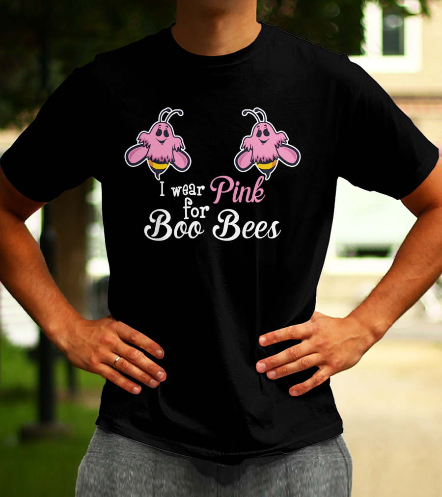 I Wear Pink For Boo Bees Funny Halloween Breast Cancer Awareness T-Shirt