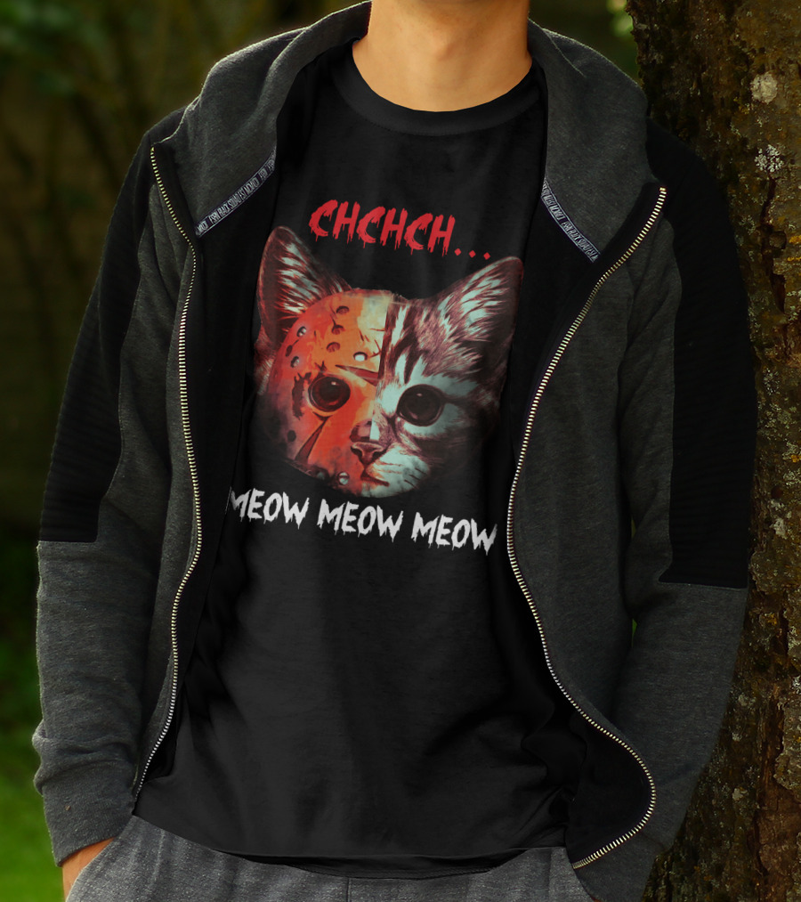 CHCHCH Meow Meow Meow Cat Jason Funny Horror Kitty T-Shirt