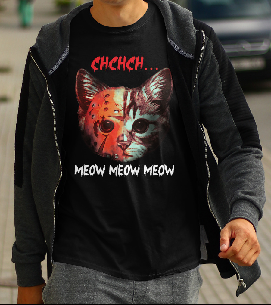 CHCHCH Meow Meow Meow Cat Jason Funny Horror Kitty T-Shirt