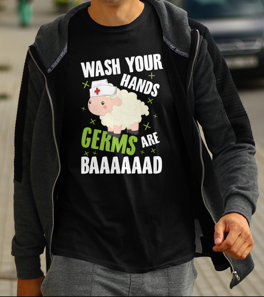 Wash Your Hands Germs Are Baaaaad Funny Nurse Sheep T-Shirt