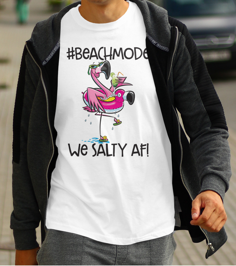 BeachMode We Salty AF Flamingo Summer Vacation T-Shirt