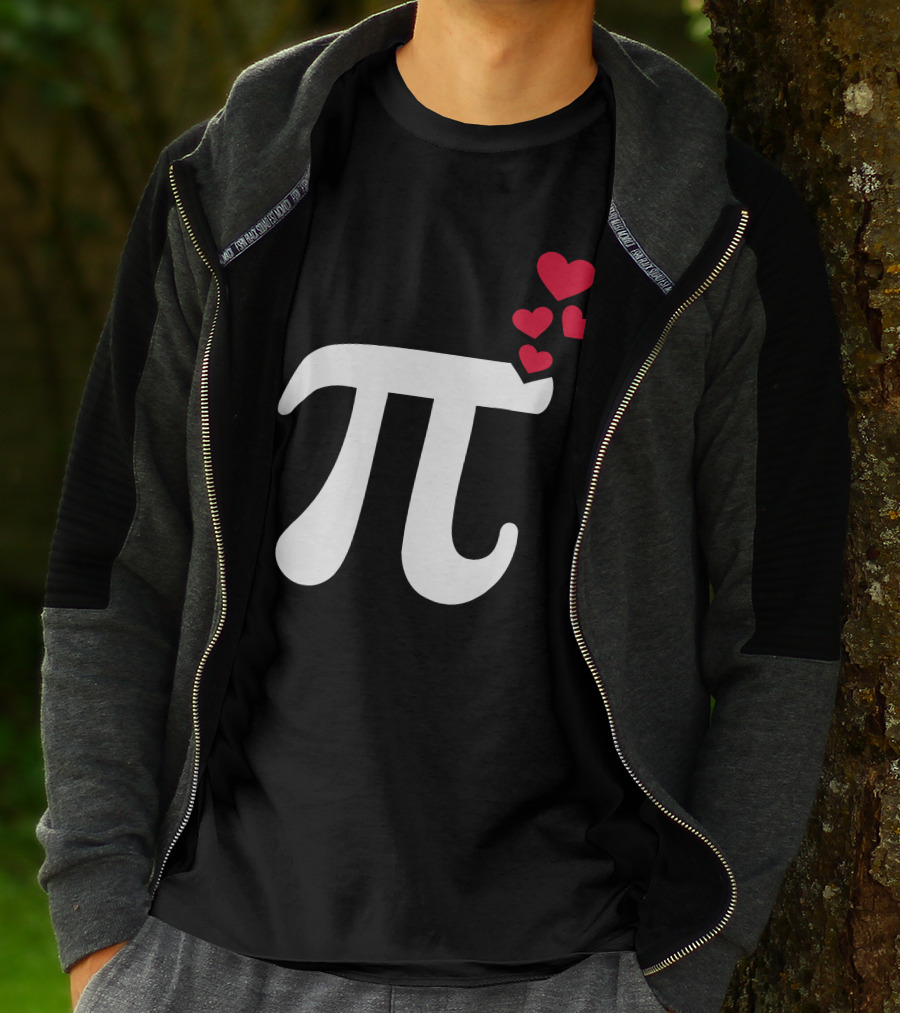 Pi Symbol With Red Hearts T-Shirt