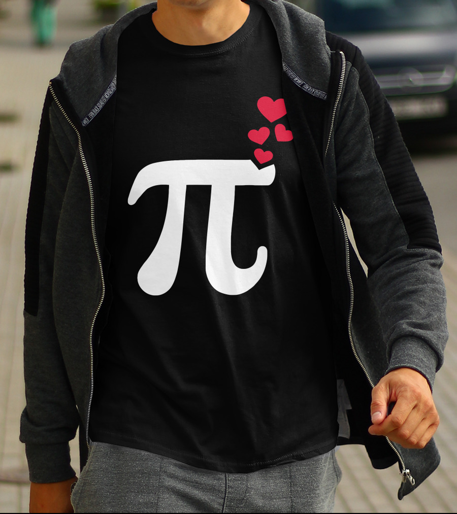 Pi Symbol With Red Hearts T-Shirt