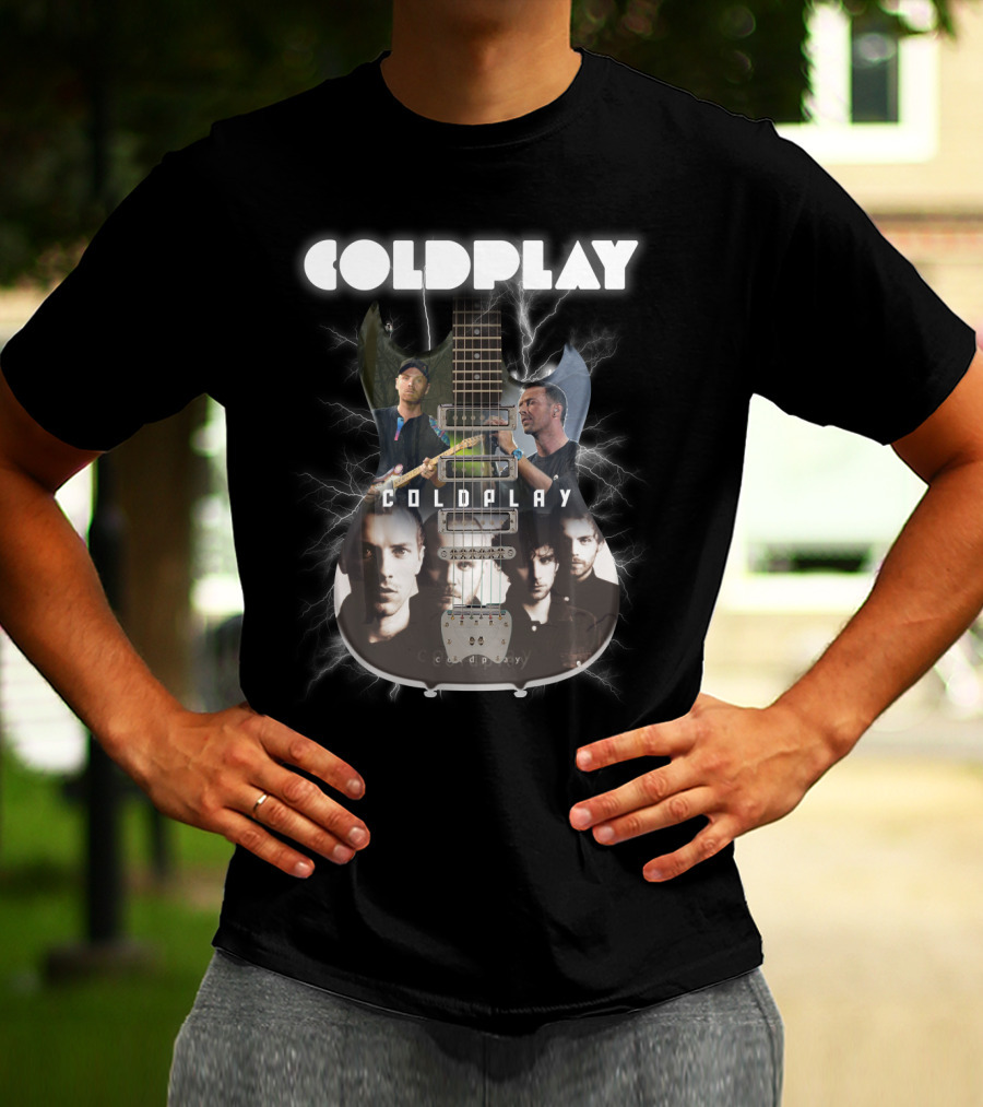 COLDPLAY Electric Guitar Lightning Portraits T-Shirt