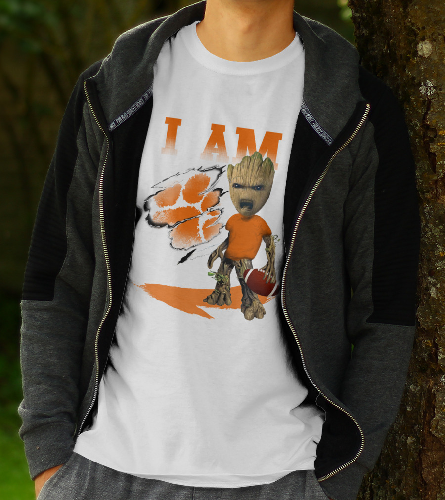 I AM Clemson Tiger Groot Football T-Shirt
