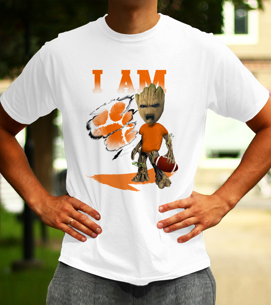 I AM Clemson Tiger Groot Football T-Shirt