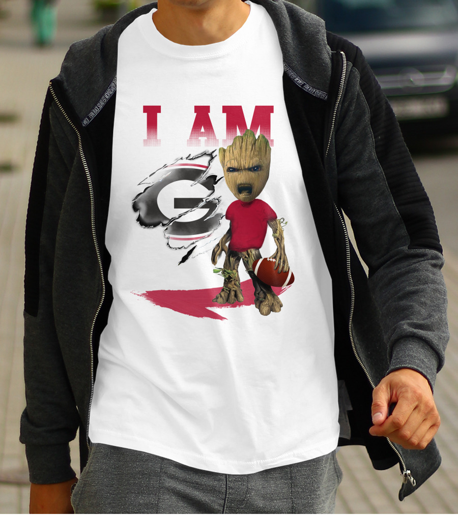 I AM Georgia Bulldogs Groot Holding Football T-Shirt