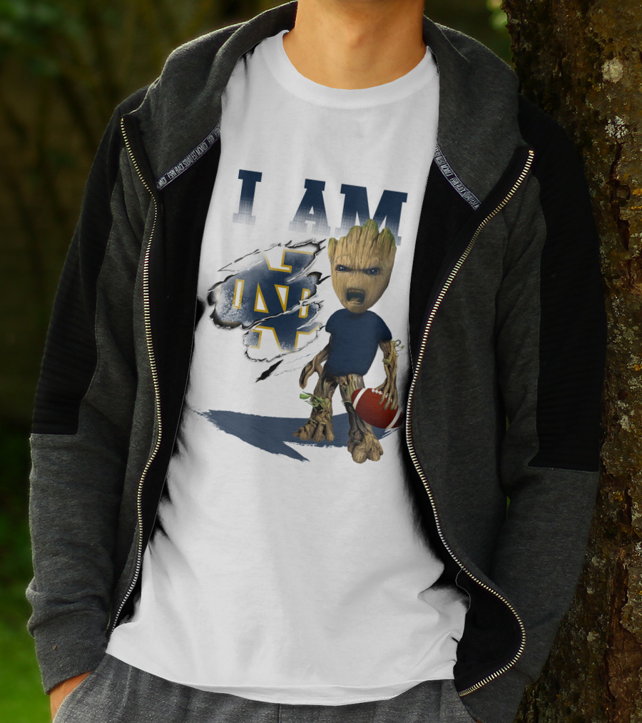 I AM Notre Dame Fighting Irish Groot Football T-Shirt