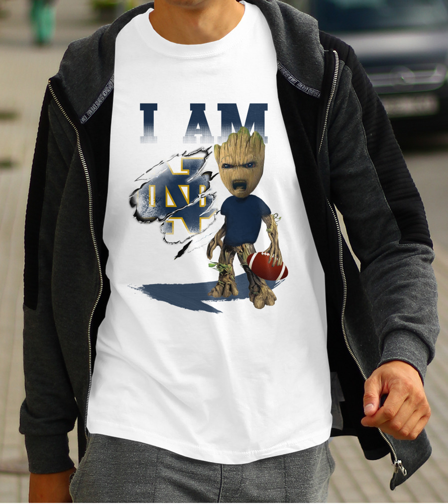 I AM Notre Dame Fighting Irish Groot Football T-Shirt