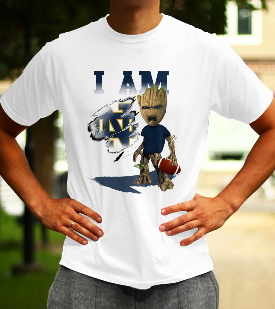 I AM Notre Dame Fighting Irish Groot Football T-Shirt
