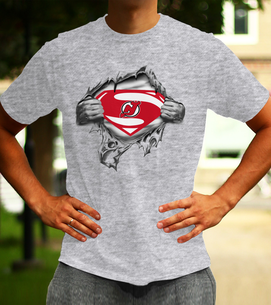 New Jersey Devils Superman Iconic Logo Fusion T-Shirt