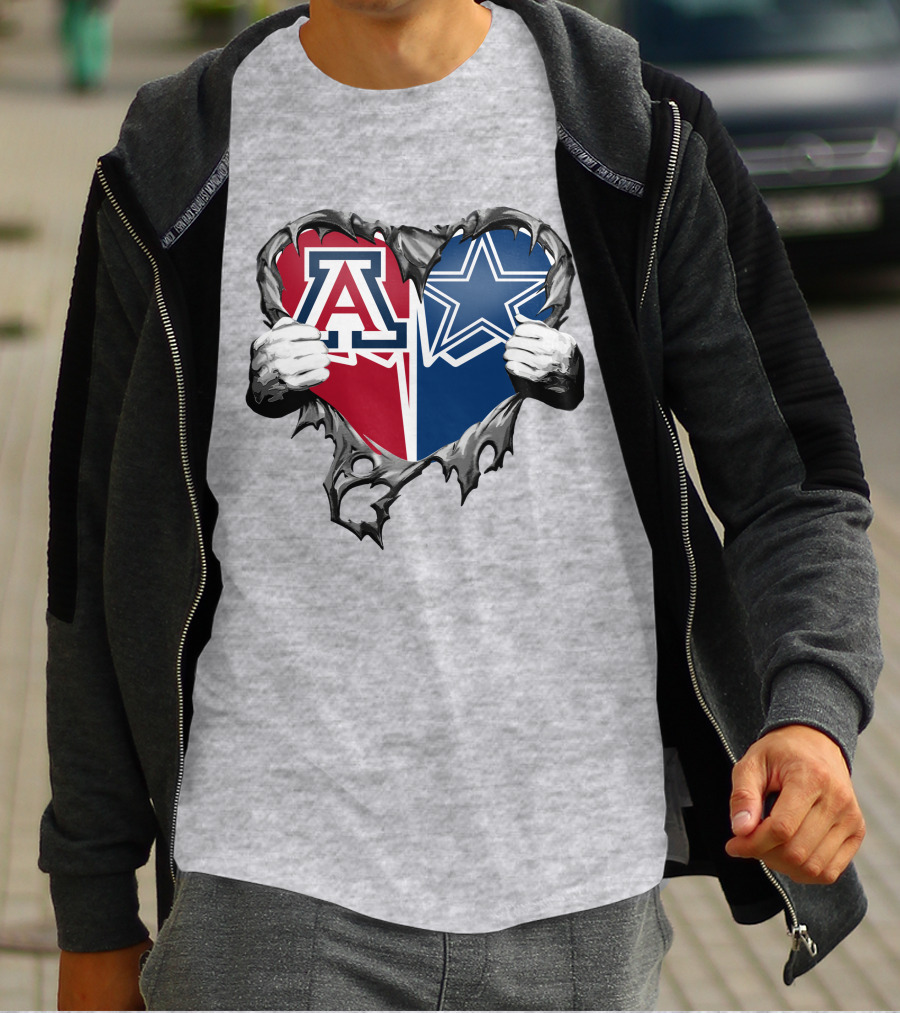Cowboys And Arizona Wildcats Heart T-Shirt