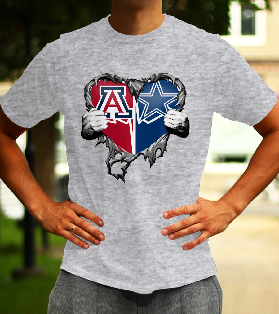 Cowboys And Arizona Wildcats Heart T-Shirt