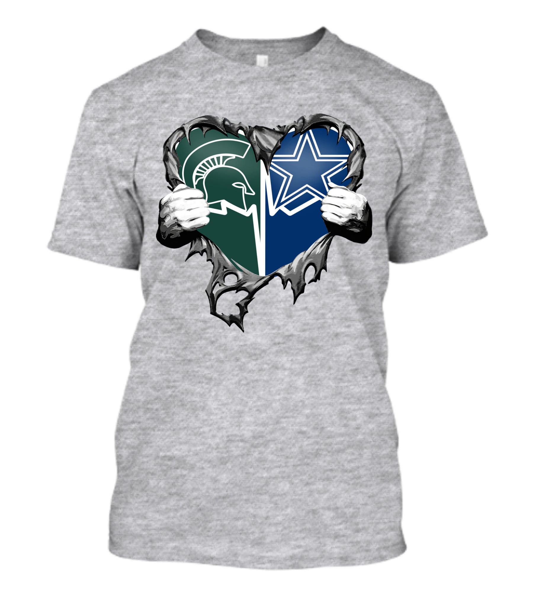 Cowboys And Michigan State Heart Logo Fusion T-Shirt