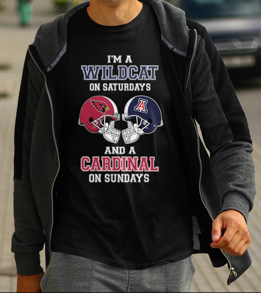 Wildcat On Saturdays Cardinal On Sundays Football Helmets T-Shirt