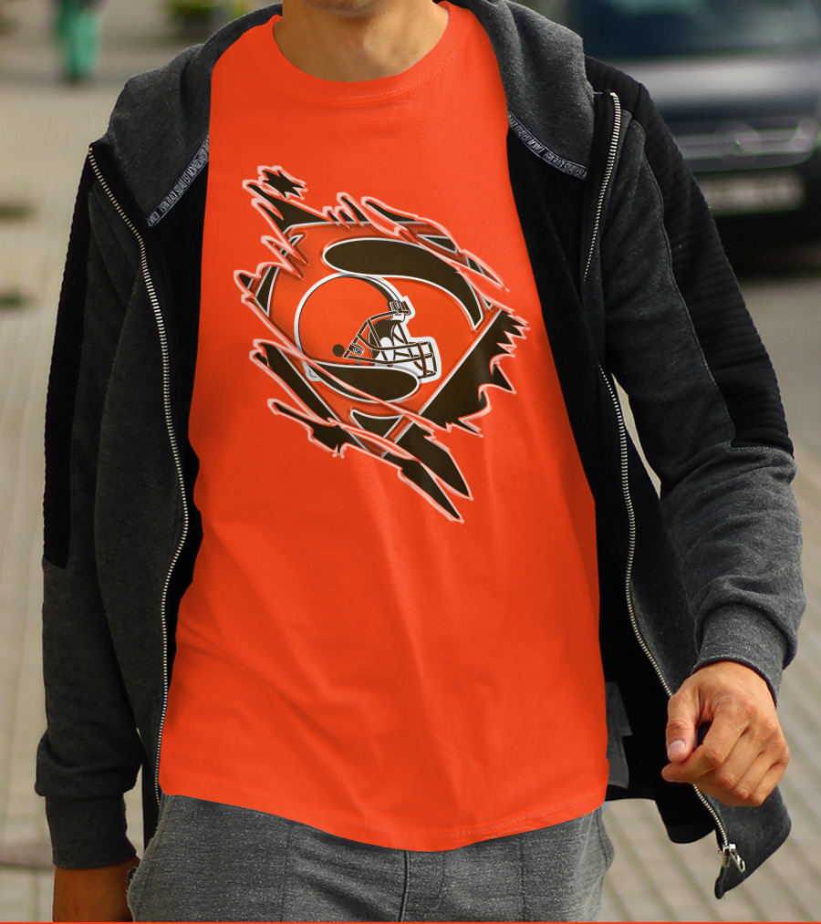 Cleveland Browns Superman Logo Helmet Icon Superhero Fan T-Shirt