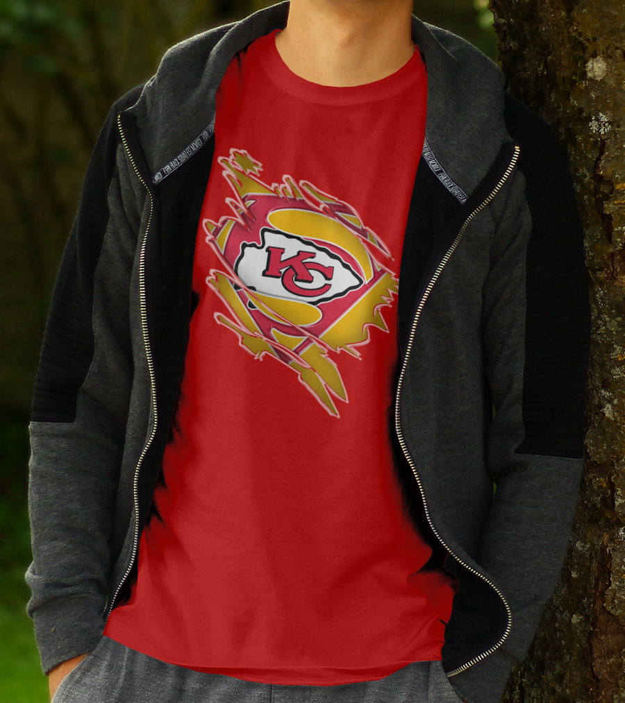 Kansas City Chiefs Super Man Logo Design Red T-Shirt