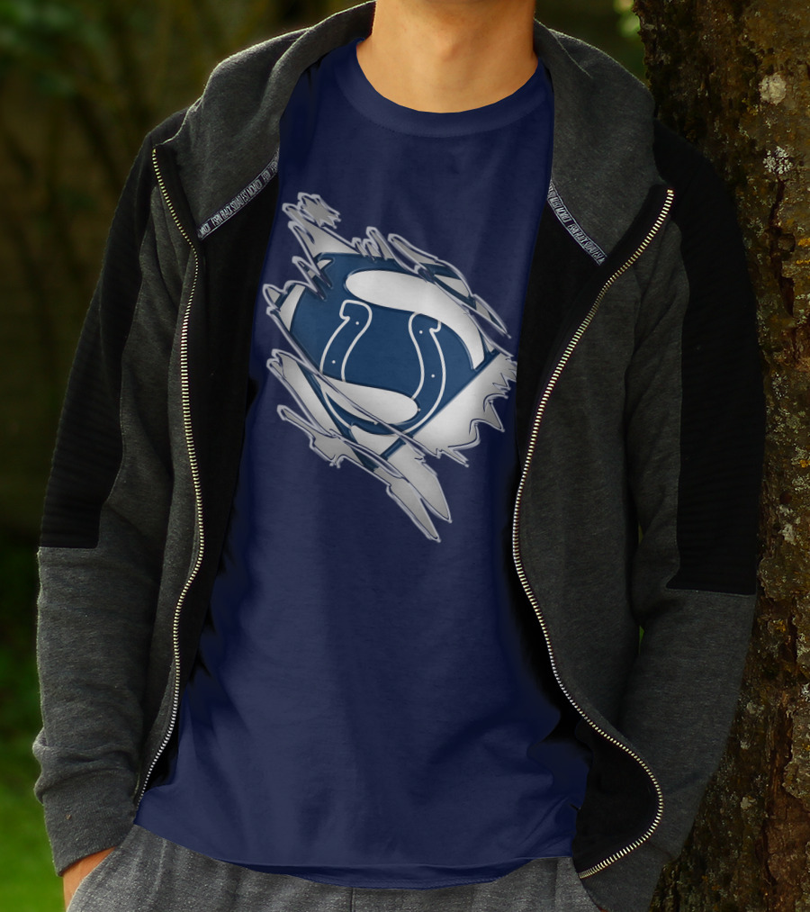 Colts Superman Logo Ripped Effect T-Shirt