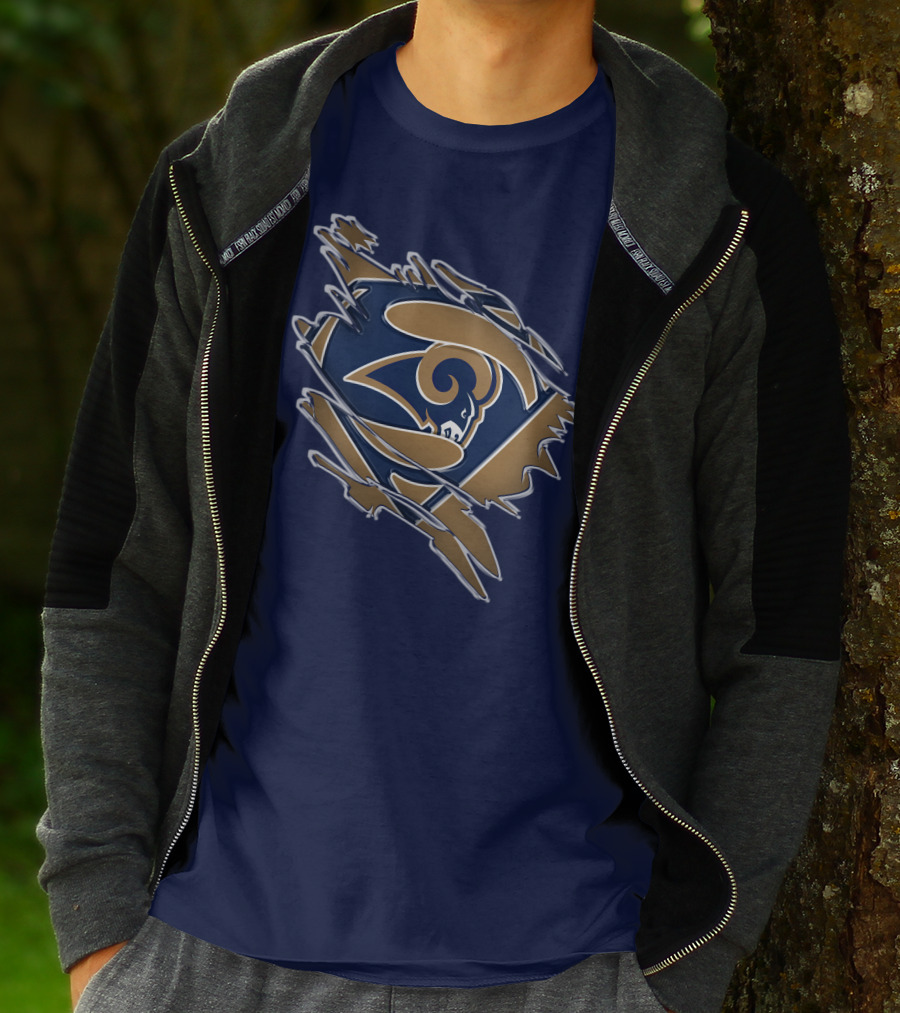 Rams Super Man Logo With Rip Effect T-Shirt