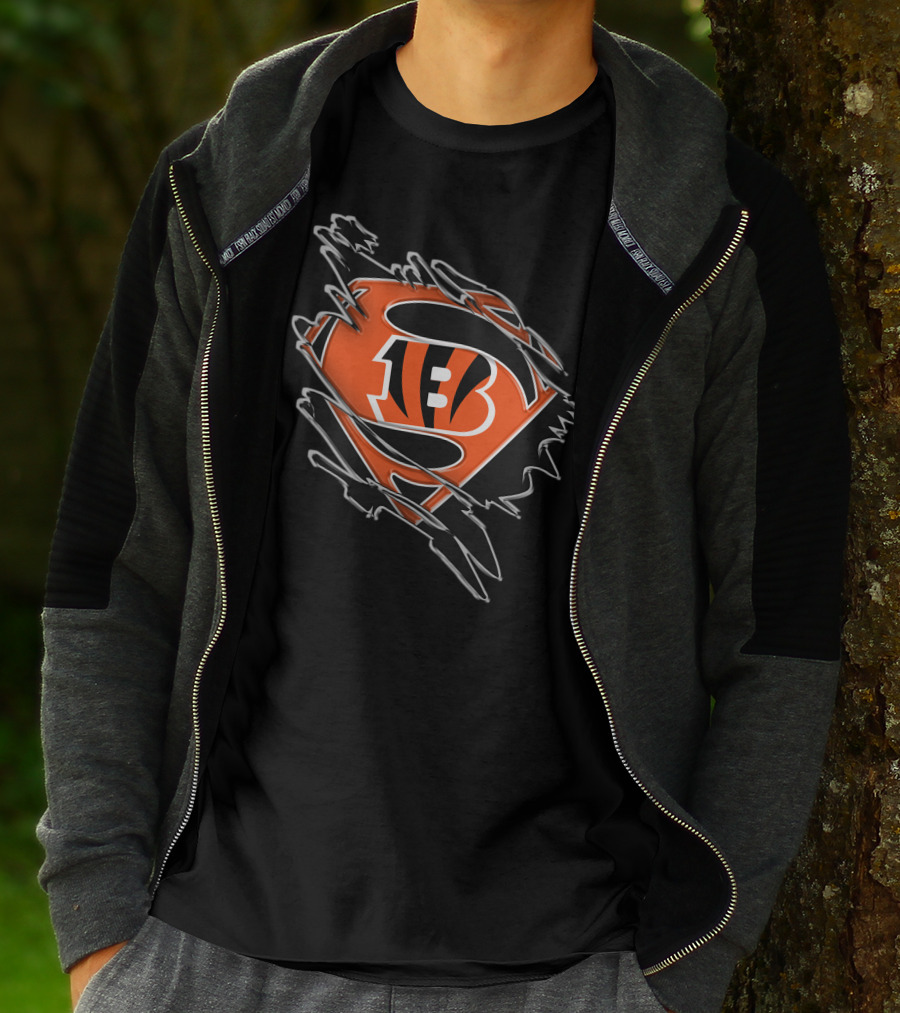 Bengals Superman B Logo Superhero Emblem T-Shirt