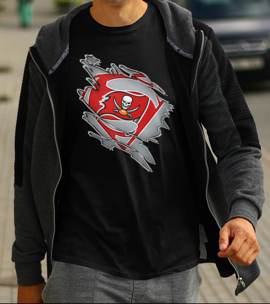 Buccaneers Super Bowl Superman Shield Logo Fusion T-Shirt