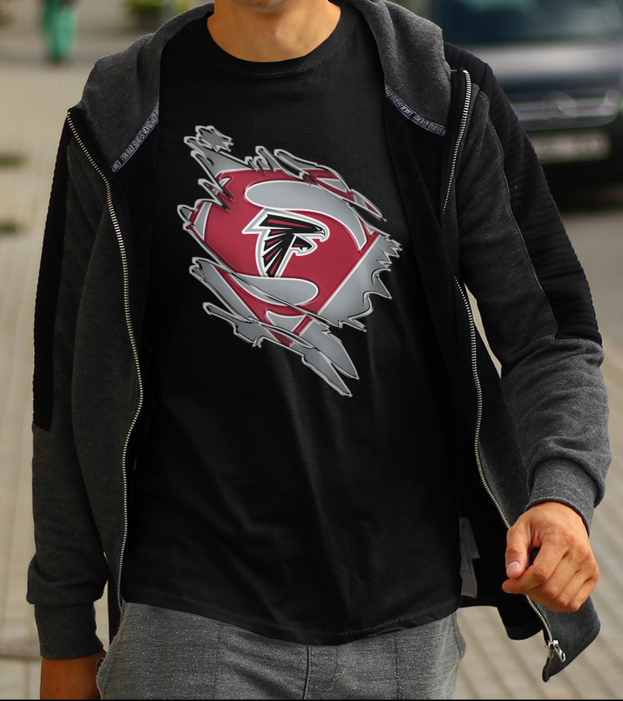 Atlanta Falcons Logo Man Of Steel Super Hero Emblem T-Shirt