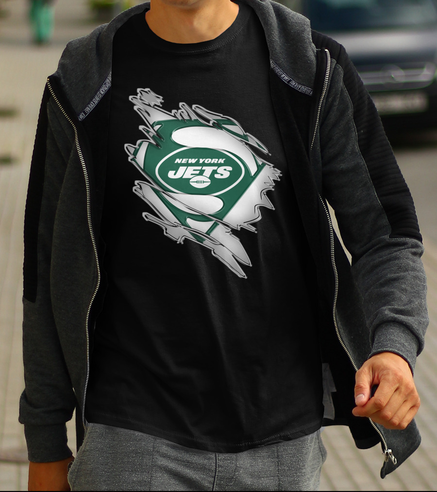 New York Jets Super Man Logo Rip T-Shirt