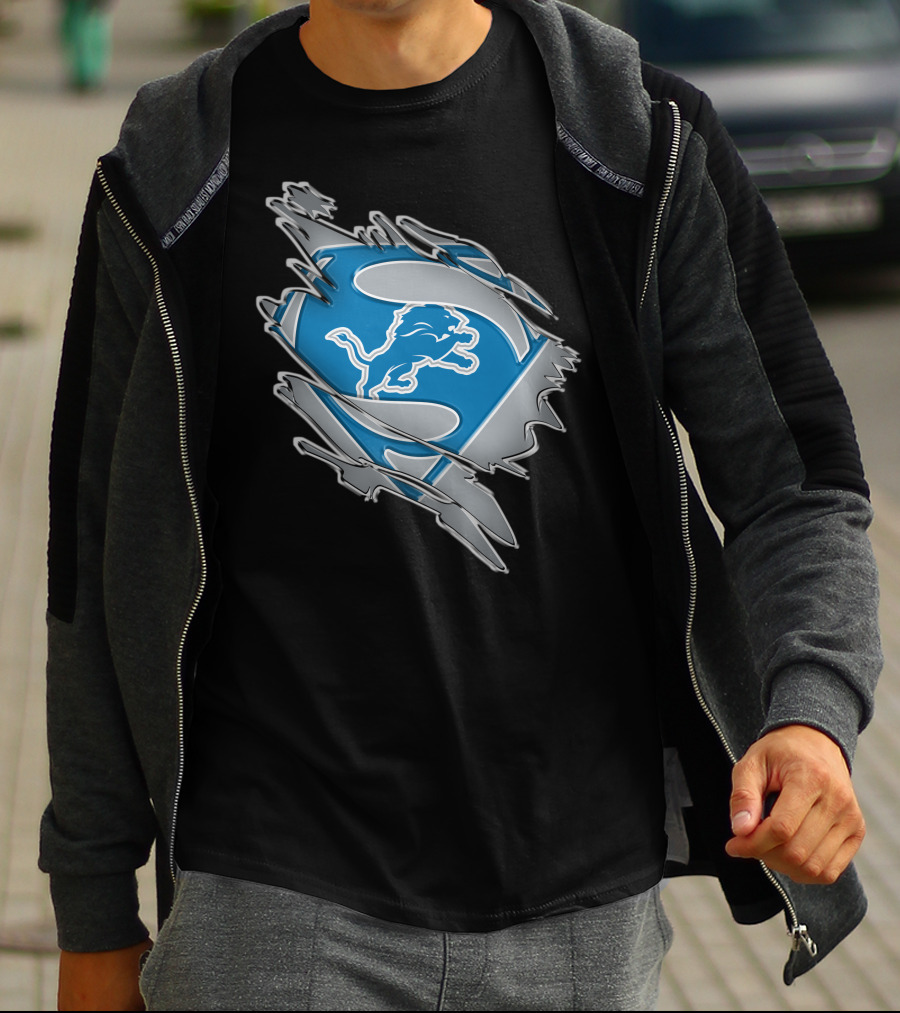 Detroit Lions Superman Logo Mashup T-Shirt