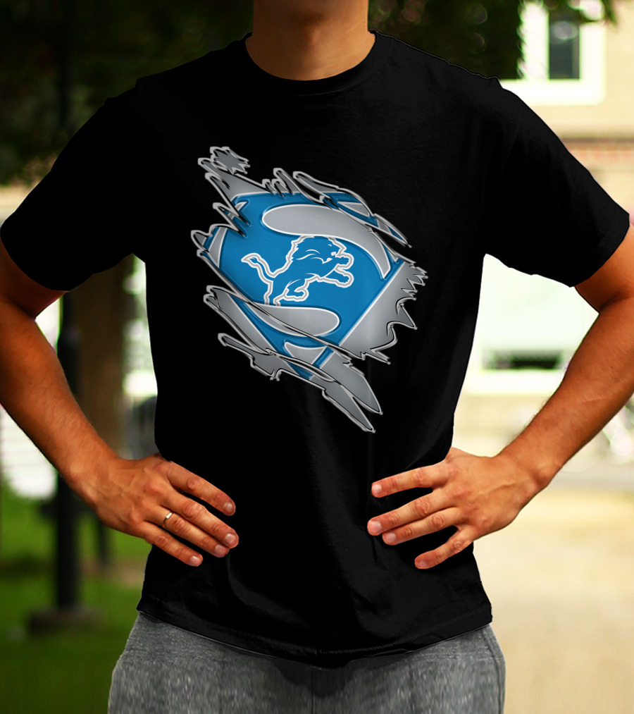Detroit Lions Superman Logo Mashup T-Shirt